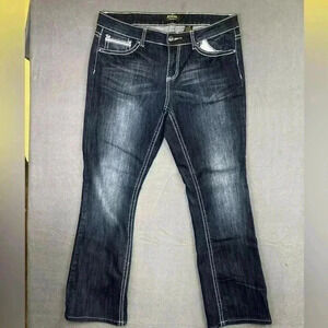 ZCO Premium Boot cut Jeans Womens 15 Blue denim Embroidered cute pocket 0403